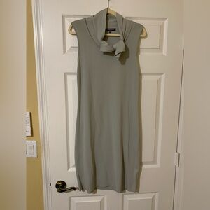 Adrienne Vittadini Elegant Sleeveless‎ Bow Neck Gray Midi Dress Large